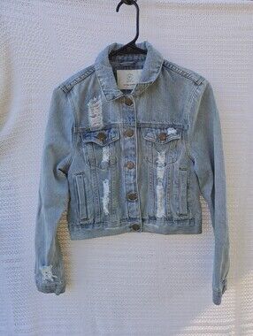 Cotton On Light Blue Distressed Denim Jacket for Kids